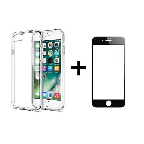 Remax Crystal Glass Protector with soft edges + Case for iPhone 7/7S Black 52225
