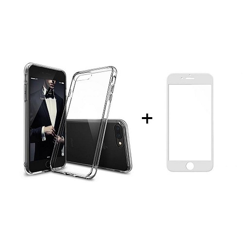 Remax Crystal Glass Protector with soft edges + Case for iPhone 7/7S White 52226
