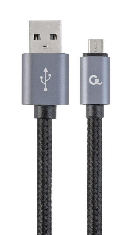 Cablexpert Cotton braided Micro-USB cable with metal connectors 1.8 m black blister CCB-mUSB2B-AMBM-6
