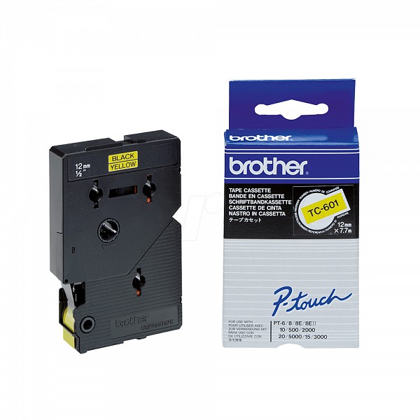 Brother P-touch Laminated Black on Yellow 7,7m x 12mm (TC601) (BROTC601)