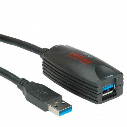 ROLINE USB 3.2 Gen 1 Active Repeater Cable, black, 5 m - 12.04.1096
